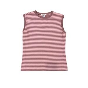 Vintage GAP Pink Striped Sleeveless Tank Top Fall 2003 Stretch Y2K - MEDIUM